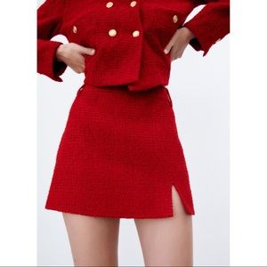 ZARA NWT Red Weave Skirt